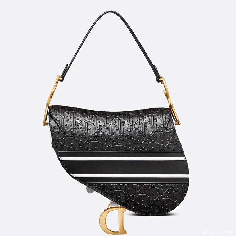 Cheap Christian Black Saddle Calfskin Embossed Dior White Bag Oblique 0801 Luxury